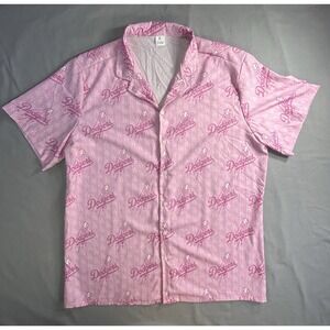 MLB Baseball Los Angeles Dodgers Hawaiian Pink Shirt‎ Size Men's Large